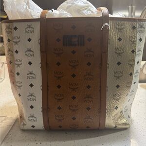 MCM Gold and Brown Purse